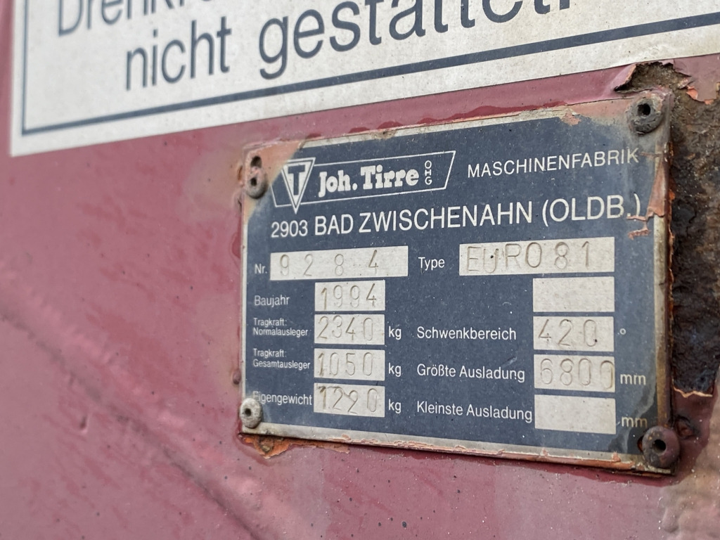 Vrachtwagen met open laadbak MAN 10.224 4x2 / Tirre Faltkran