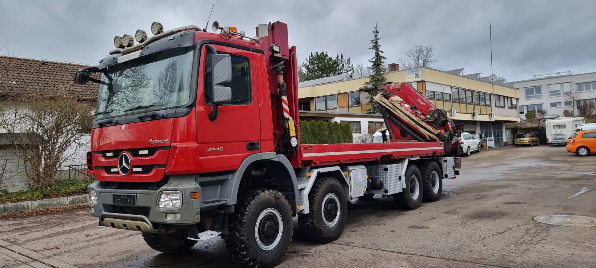 Vrachtwagen met open laadbak Mercedes Actros 4146 AK 8X8 FASSI 660 EINZELBER SEILWINDE