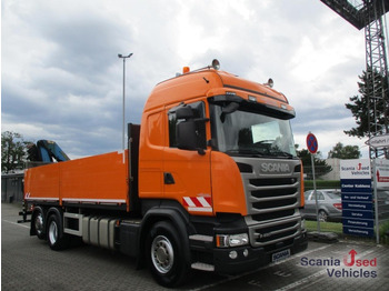 Vrachtwagen met open laadbak SCANIA R490 - 6x2 - Pritsche m. Kran PALFINGER PK16502