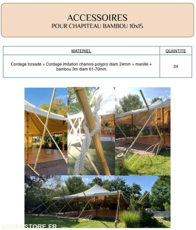 Wooncontainer Chapiteau en bambou + planchers évènementiel + accessoires