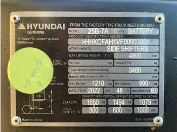 Hyundai 25B-7A 2.5 ton Triplex Freelift Sideshift Elektra Heftruck Nieuw - Elektrische heftruck: afbeelding 4