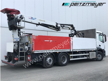 Vrachtwagen met open laadbak, Kraanwagen MERCEDES-BENZ Antos 2536 LL Pritsche HMF 2110-L5 5 fach Ausschub mit Steinzange: afbeelding 3