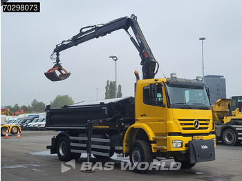 Kipper vrachtwagen, Kraanwagen Mercedes-Benz Axor 2124 Axor 4X4 8m3 Tipper HIAB 122 B-2 HIDUO Crane Steel suspension Automatic Big-Axle Euro 5: afbeelding 3
