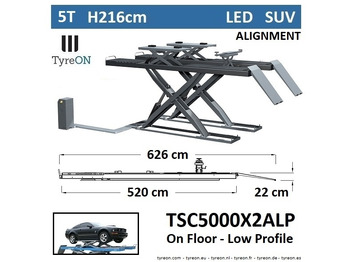 Werkplaats toebehoor TSC5000X2A LP wheel alignment lift - On floor - Free wheel lifting system - 5.2 m lightened runways (76 cm wide) - Low profile - 5T: afbeelding 5