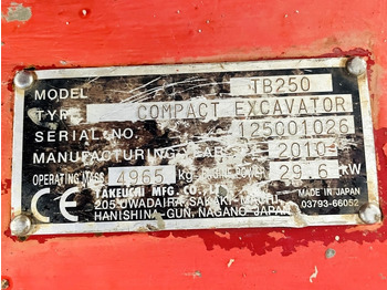 Minigraafmachine Takeuchi TB250 (3990): afbeelding 3