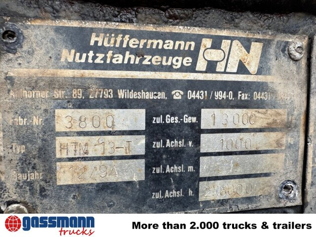 Hüffermann HTM 13-T Anhänger für Abetzcontainer - Containertransporter/ Wissellaadbak aanhangwagen: afbeelding 2 Hüffermann HTM 13-T Anhänger für Abetzcontainer - Containertransporter/ Wissellaadbak aanhangwagen: afbeelding 2