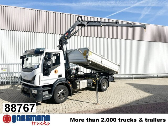 Iveco EuroCargo ML160E28 4x2 mit Kran Hiab XS099E-3 - Kipper vrachtwagen, Kraanwagen: afbeelding 1 Iveco EuroCargo ML160E28 4x2 mit Kran Hiab XS099E-3 - Kipper vrachtwagen, Kraanwagen: afbeelding 1