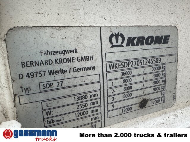 Krone SDP 27 , Edscha-Verdeck, Ex-Fahrschule - Vlakke/ Open oplegger: afbeelding 5 Krone SDP 27 , Edscha-Verdeck, Ex-Fahrschule - Vlakke/ Open oplegger: afbeelding 5