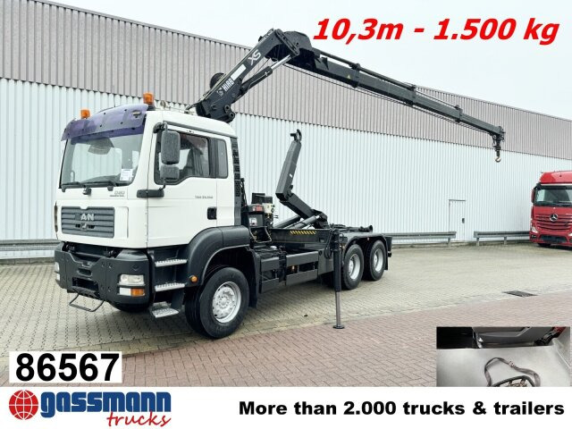 MAN TGA 33.350 6X4 BB mit Kran Hiab 166 E-3 HiDuo, - Haakarmsysteem vrachtwagen, Kraanwagen: afbeelding 1 MAN TGA 33.350 6X4 BB mit Kran Hiab 166 E-3 HiDuo, - Haakarmsysteem vrachtwagen, Kraanwagen: afbeelding 1