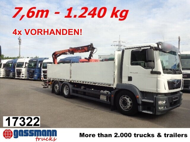 MAN TGM 26.340 6x2-4 LL,Lenk-Liftachse, Heckkran, - Vrachtwagen met open laadbak, Kraanwagen: afbeelding 1 MAN TGM 26.340 6x2-4 LL,Lenk-Liftachse, Heckkran, - Vrachtwagen met open laadbak, Kraanwagen: afbeelding 1