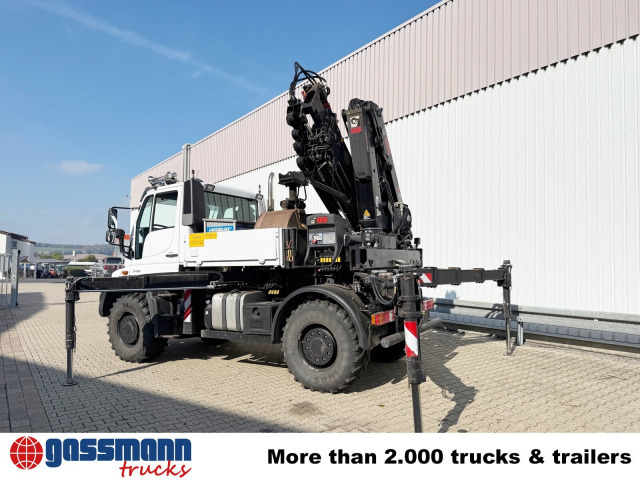 Unimog U400 4x4, Frontzapfwelle, Heckkran Hiab XS - Vrachtwagen met open laadbak, Kraanwagen: afbeelding 3 Unimog U400 4x4, Frontzapfwelle, Heckkran Hiab XS - Vrachtwagen met open laadbak, Kraanwagen: afbeelding 3