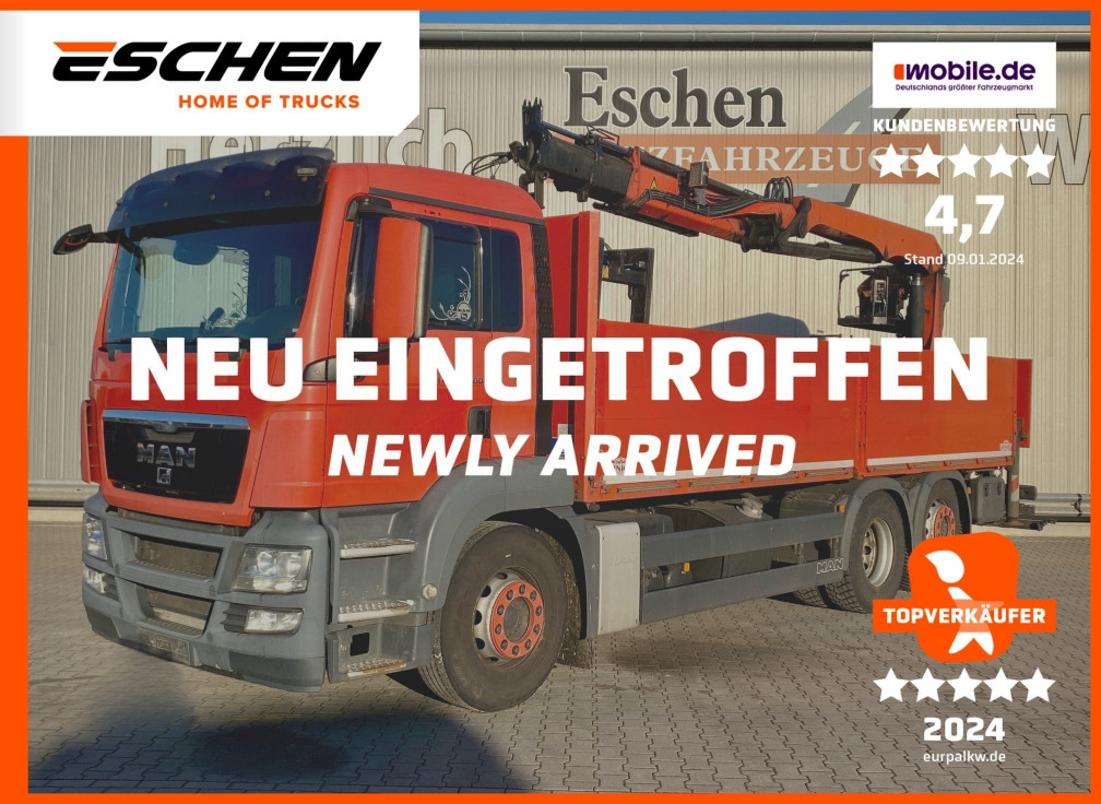 MAN TGS 26.400 6x2-2 LL / Palfinger PK 18001 L Kran - Vrachtwagen met open laadbak: afbeelding 1 MAN TGS 26.400 6x2-2 LL / Palfinger PK 18001 L Kran - Vrachtwagen met open laadbak: afbeelding 1