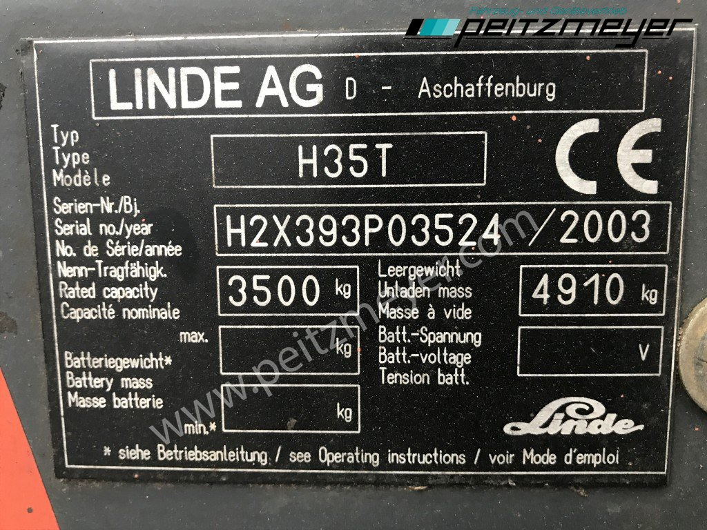 LPG heftruck LINDE Gabelstapler H 35 T Gas + Seitenschieber: afbeelding 10