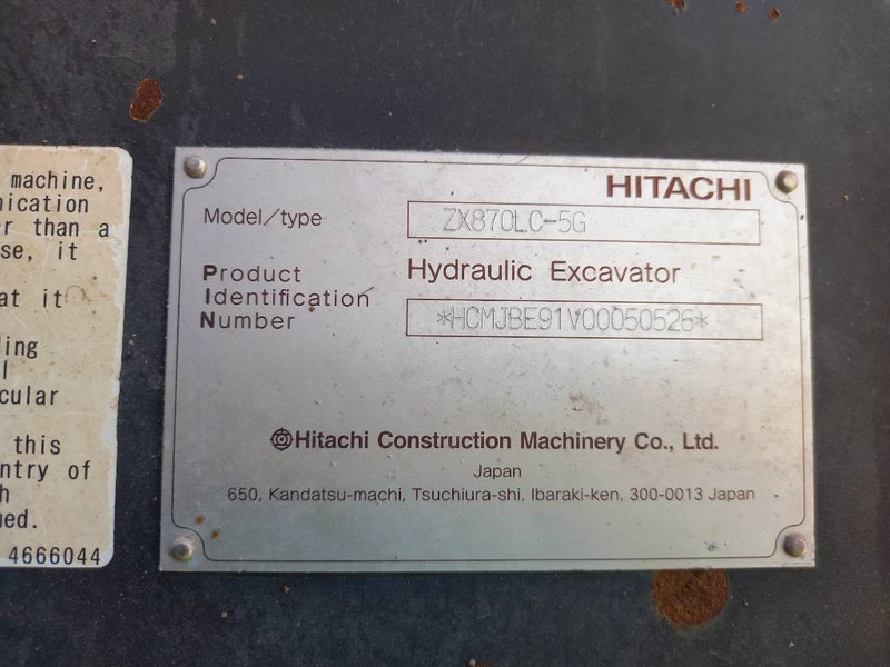 Rupsgraafmachine Hitachi ZX870-5G (MediumReach 14m - Abu Dhabi): afbeelding 11 Rupsgraafmachine Hitachi ZX870-5G (MediumReach 14m - Abu Dhabi): afbeelding 11