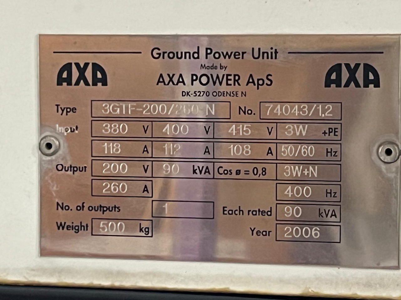 Axa Power - 90kva 3GTF-200/260N Hangar Use - Ground power unit: afbeelding 2 Axa Power - 90kva 3GTF-200/260N Hangar Use - Ground power unit: afbeelding 2