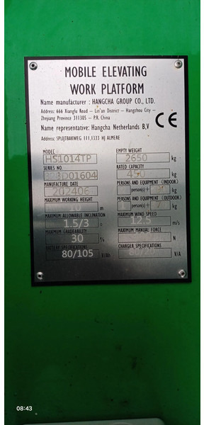 Schaarlift Hangcha HS1014TP (Nieuw, binnen 24h geleverd): afbeelding 8 Schaarlift Hangcha HS1014TP (Nieuw, binnen 24h geleverd): afbeelding 8