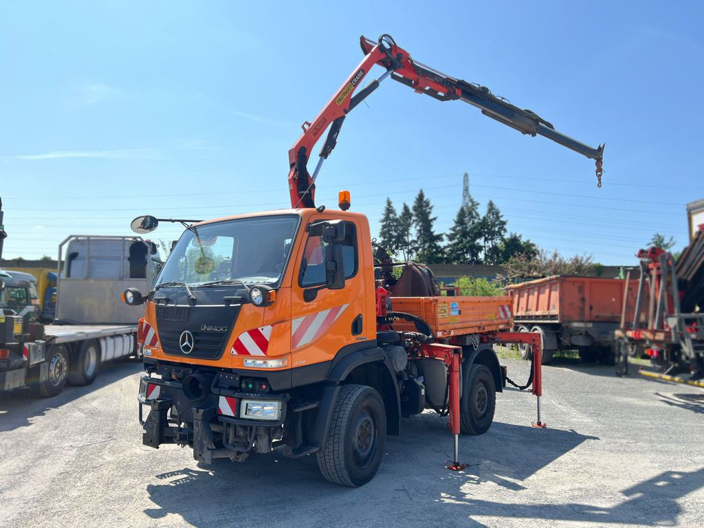 MERCEDES-BENZ Unimog U20 2-Achs Allradkipper Kran Palfinger Kran - Kipper vrachtwagen, Kraanwagen: afbeelding 1 MERCEDES-BENZ Unimog U20 2-Achs Allradkipper Kran Palfinger Kran - Kipper vrachtwagen, Kraanwagen: afbeelding 1