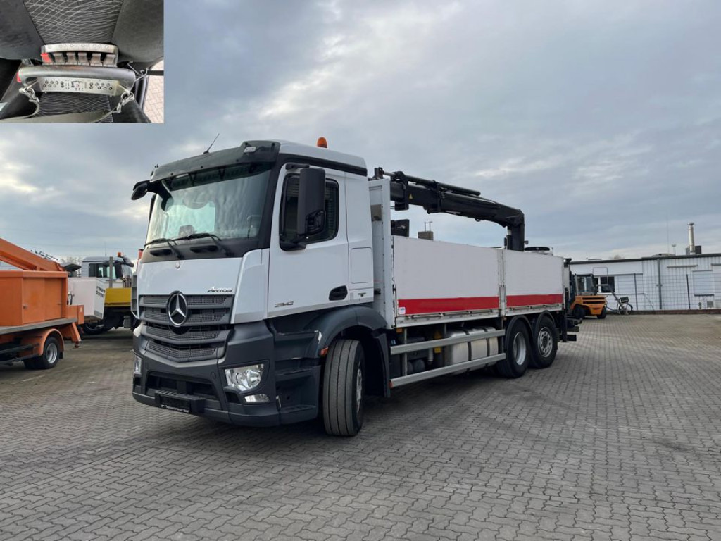 Mercedes-Benz Antos Pritsche Heckkran 2542 6x2 Hiab XS 177 Funk+Zange - Vrachtwagen met open laadbak, Kraanwagen: afbeelding 1 Mercedes-Benz Antos Pritsche Heckkran 2542 6x2 Hiab XS 177 Funk+Zange - Vrachtwagen met open laadbak, Kraanwagen: afbeelding 1