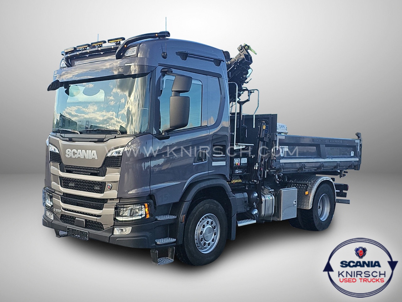 SCANIA G 320 B4x2NA 3-Seitenkipper Dautel mit Kran Hiab - Kipper bestelwagen: afbeelding 1 SCANIA G 320 B4x2NA 3-Seitenkipper Dautel mit Kran Hiab - Kipper bestelwagen: afbeelding 1