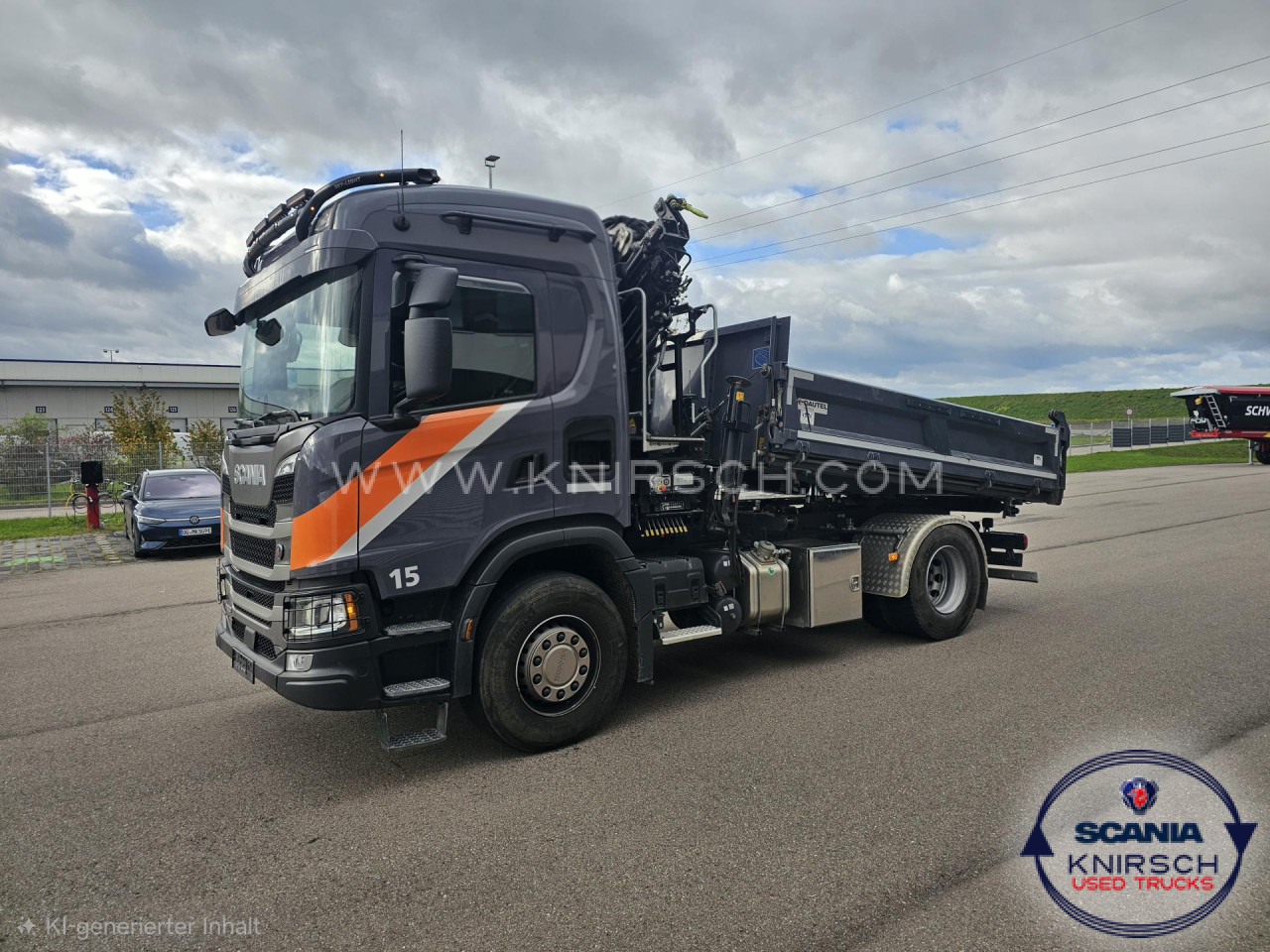 SCANIA G 320 B4x2NA 3-Seitenkipper Dautel mit Kran Hiab - Kipper bestelwagen: afbeelding 1 SCANIA G 320 B4x2NA 3-Seitenkipper Dautel mit Kran Hiab - Kipper bestelwagen: afbeelding 1