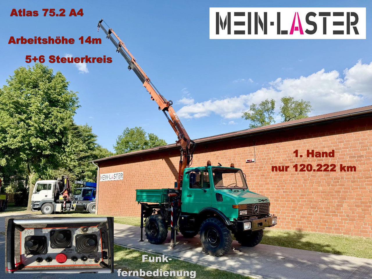 Unimog U 1200 Atlas 75.2 Kran 14 m Funk FB *1. Hand - Andere machine: afbeelding 1 Unimog U 1200 Atlas 75.2 Kran 14 m Funk FB *1. Hand - Andere machine: afbeelding 1