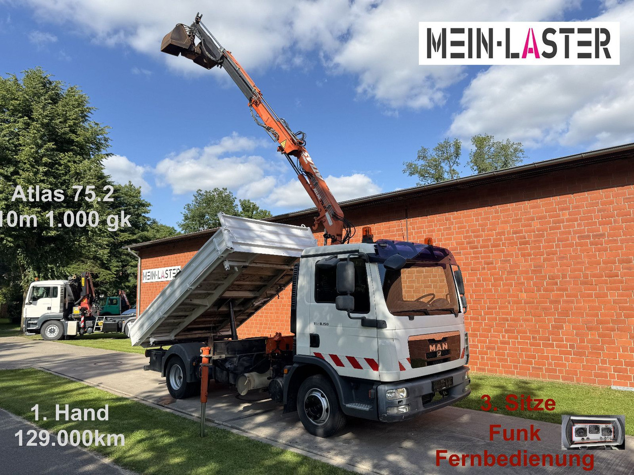 MAN TGL 8.150 3 S-Kipper Atlas 75 10m -1t. Funk FB - Kipper bestelwagen: afbeelding 1 MAN TGL 8.150 3 S-Kipper Atlas 75 10m -1t. Funk FB - Kipper bestelwagen: afbeelding 1