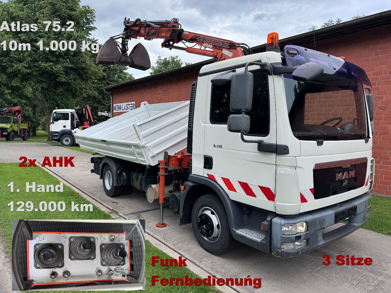 MAN TGL 8.150 3 S-Kipper Atlas 75 10m -1t. Funk FB - Kipper bestelwagen: afbeelding 1 MAN TGL 8.150 3 S-Kipper Atlas 75 10m -1t. Funk FB - Kipper bestelwagen: afbeelding 1