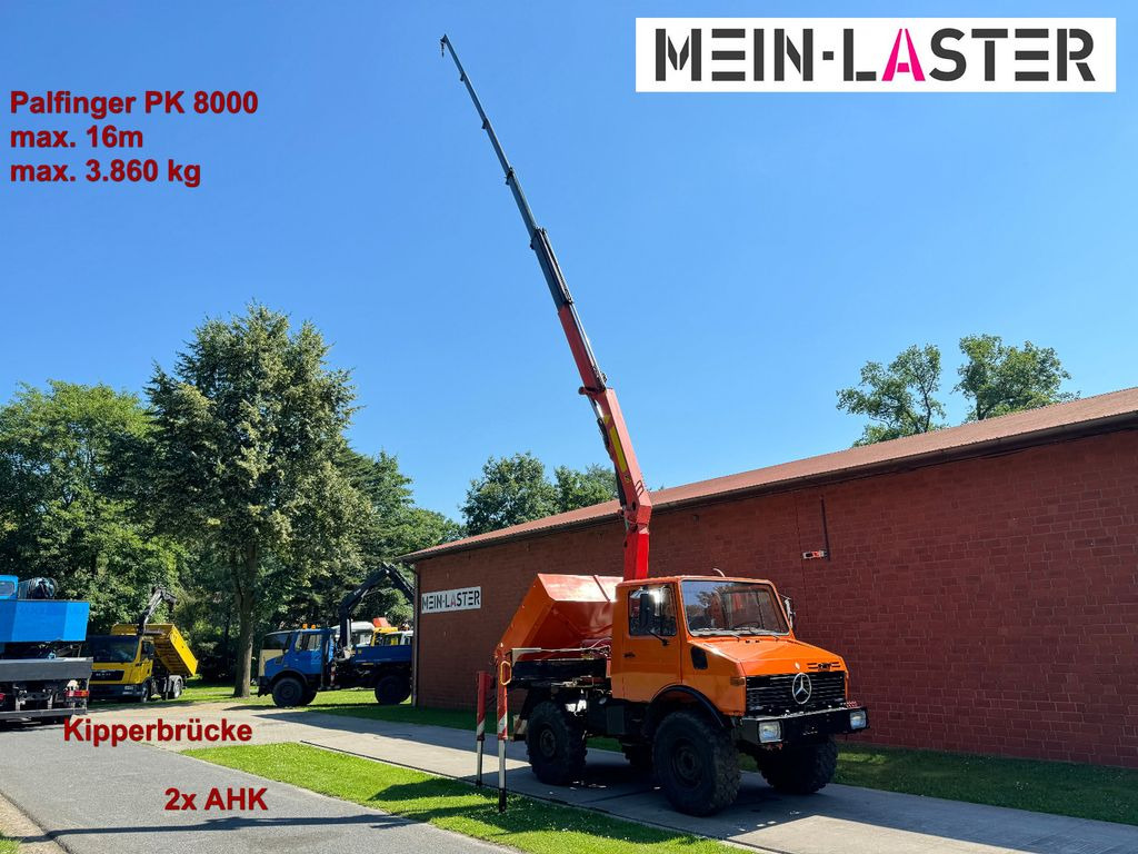Kraanwagen, Kipper vrachtwagen Unimog U 1250 PK 8000 Kran 16 m max. 3,8 t Zapfwelle: afbeelding 1