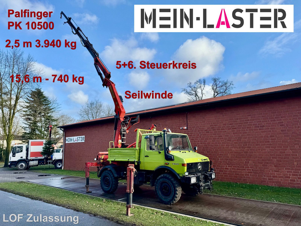 Unimog U 1650 PK 10500 Kran 15 m max. 3,9 t Seilwinde - Kraanwagen: afbeelding 1 Unimog U 1650 PK 10500 Kran 15 m max. 3,9 t Seilwinde - Kraanwagen: afbeelding 1