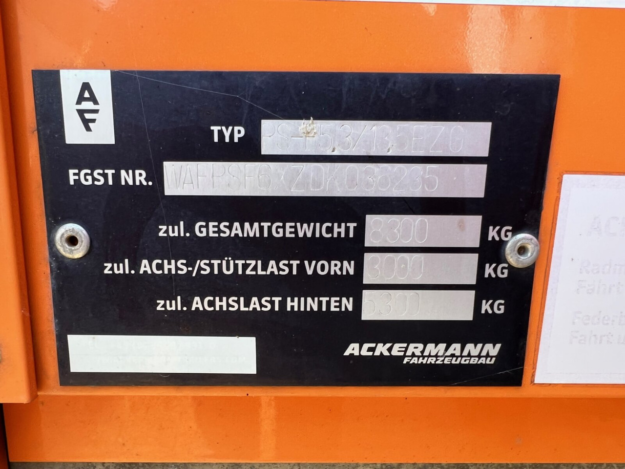 Ackermann PS-F 5.3/13.5 EZG SPS PS-F 5.3/13.5 EZG SPS, Edscha-Verdeck, Lenkachse - Schuifzeiloplegger: afbeelding 5 Ackermann PS-F 5.3/13.5 EZG SPS PS-F 5.3/13.5 EZG SPS, Edscha-Verdeck, Lenkachse - Schuifzeiloplegger: afbeelding 5