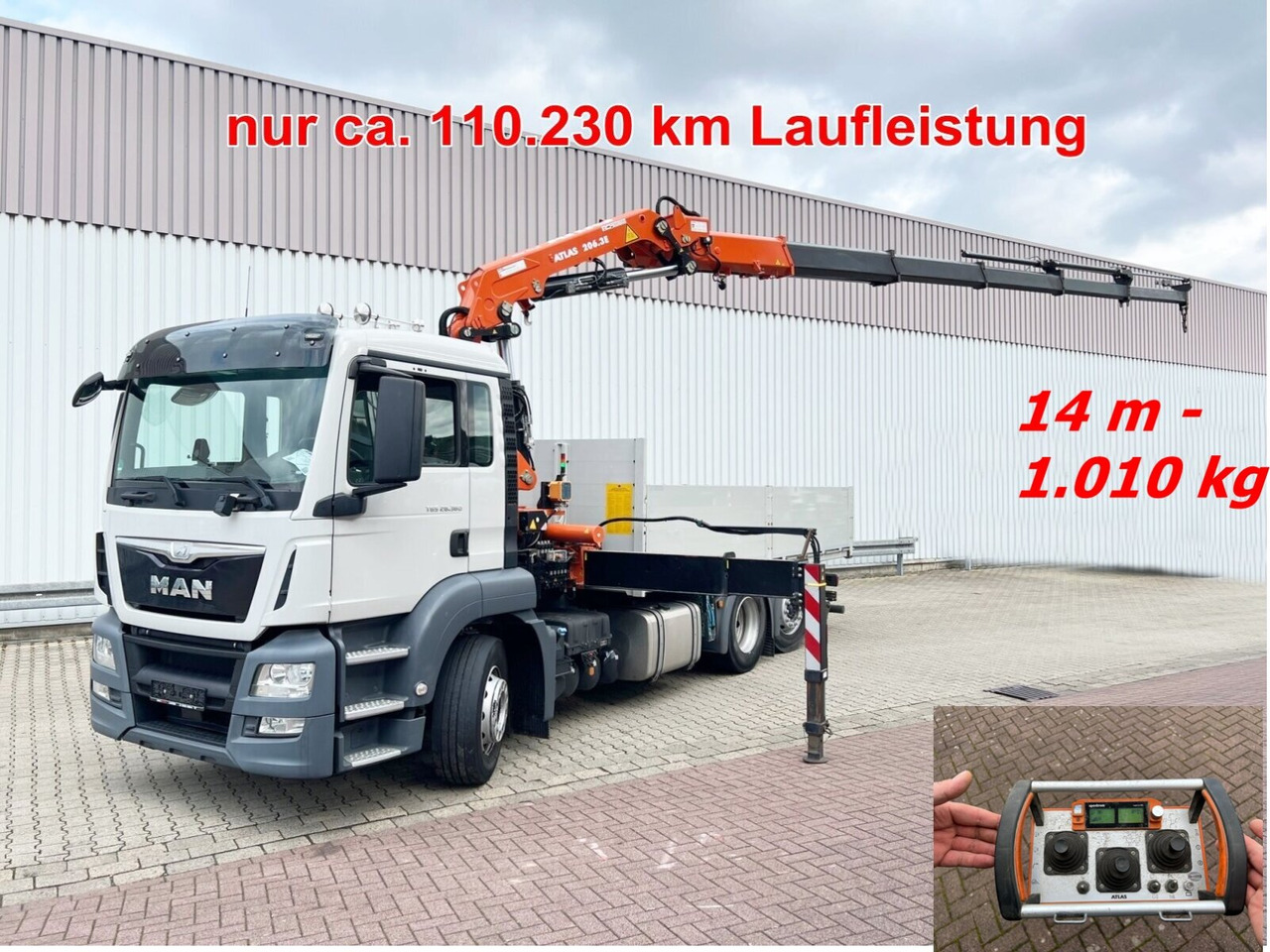MAN TGS 26.360/400 6x2-4 BL TGS 26.360/400 6x2-4 BL, Lenk-/Lift, Kran Atlas AK 206.3E A5, Funk - Kraanwagen, Vrachtwagen met open laadbak: afbeelding 1 MAN TGS 26.360/400 6x2-4 BL TGS 26.360/400 6x2-4 BL, Lenk-/Lift, Kran Atlas AK 206.3E A5, Funk - Kraanwagen, Vrachtwagen met open laadbak: afbeelding 1