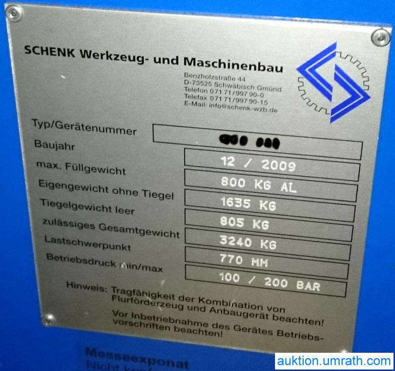 Werkplaats toebehoor Transportsystem Gießerei- Ausgusssystem Flüssigmetall Aluminium Schenk G- Gerät Gießerei Gabelstapler-Anbaugerät: afbeelding 8