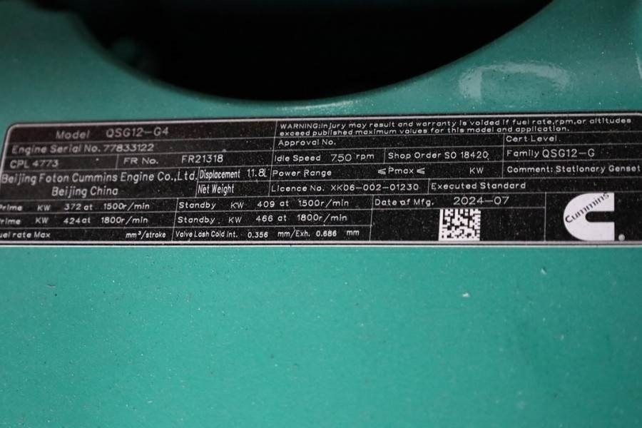 Cummins C450D5Q Declaration of Conformity, Diesel, 450kVA, - Industrie generator: afbeelding 5 Cummins C450D5Q Declaration of Conformity, Diesel, 450kVA, - Industrie generator: afbeelding 5
