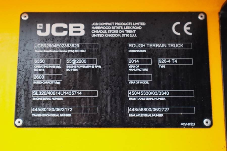 JCB 926 Diesel, 4x4 Drive, Triplex mast, 5500mm Liftin - Ruw terrein heftruck: afbeelding 5 JCB 926 Diesel, 4x4 Drive, Triplex mast, 5500mm Liftin - Ruw terrein heftruck: afbeelding 5