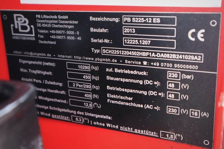 Schaarlift PB LIFT S225-12ES Electric, 4x2 Drive, 22.5m Working: afbeelding 6