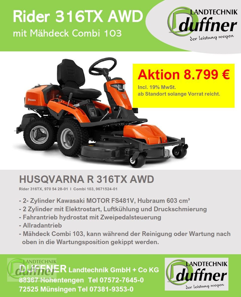 Husqvarna Rider 316TX AWD Allrad - Gazonmaaier: afbeelding 2 Husqvarna Rider 316TX AWD Allrad - Gazonmaaier: afbeelding 2