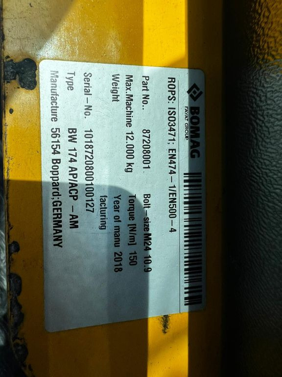 Asfaltwals BOMAG BW 174 AP-4F AM, Tandem Roller: afbeelding 7