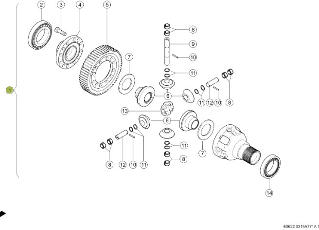 Claas Jaguar 970 - przednia oś napędowa - mechanizm różnicowy 0007742703 - Vooras voor Landbouwmachine: afbeelding 1 Claas Jaguar 970 - przednia oś napędowa - mechanizm różnicowy 0007742703 - Vooras voor Landbouwmachine: afbeelding 1