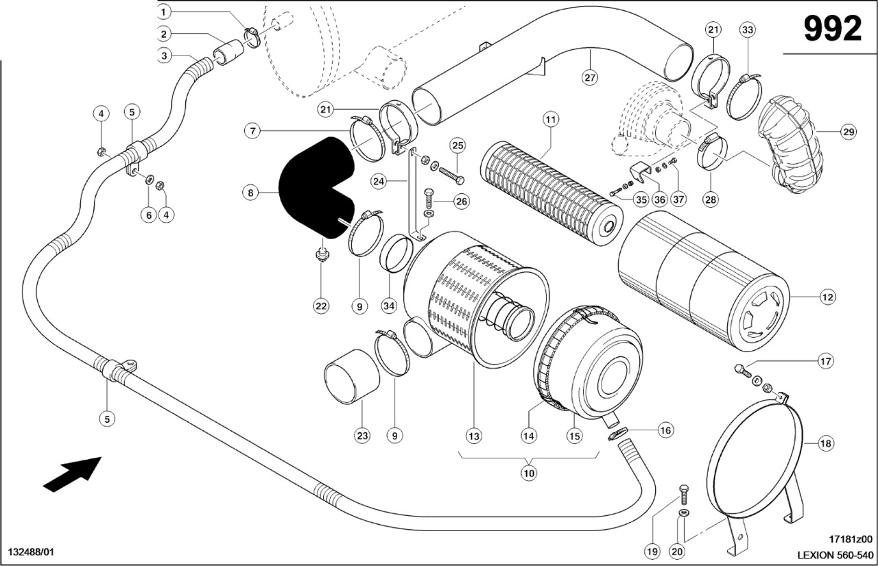 Claas Lexion 560 RURA ZASYSANIA POWIETRZA 0007988761 (Silnik; układ filtrowania powietrza) - Luchtinlaatpijp voor Landbouwmachine: afbeelding 1 Claas Lexion 560 RURA ZASYSANIA POWIETRZA 0007988761 (Silnik; układ filtrowania powietrza) - Luchtinlaatpijp voor Landbouwmachine: afbeelding 1