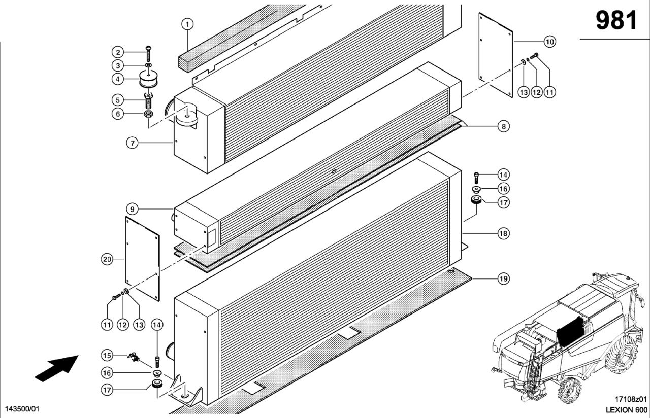 Claas Lexion 600 CHŁODNICA WODY 0007435992 (Układ chłodzenia) - Radiateur voor Maaidorser: afbeelding 1 Claas Lexion 600 CHŁODNICA WODY 0007435992 (Układ chłodzenia) - Radiateur voor Maaidorser: afbeelding 1