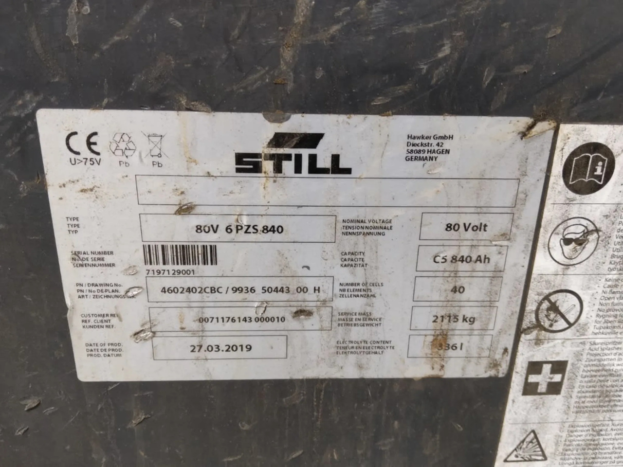 Hawker Battery 80V 840Ah - Batterij voor Intern transport: afbeelding 2 Hawker Battery 80V 840Ah - Batterij voor Intern transport: afbeelding 2