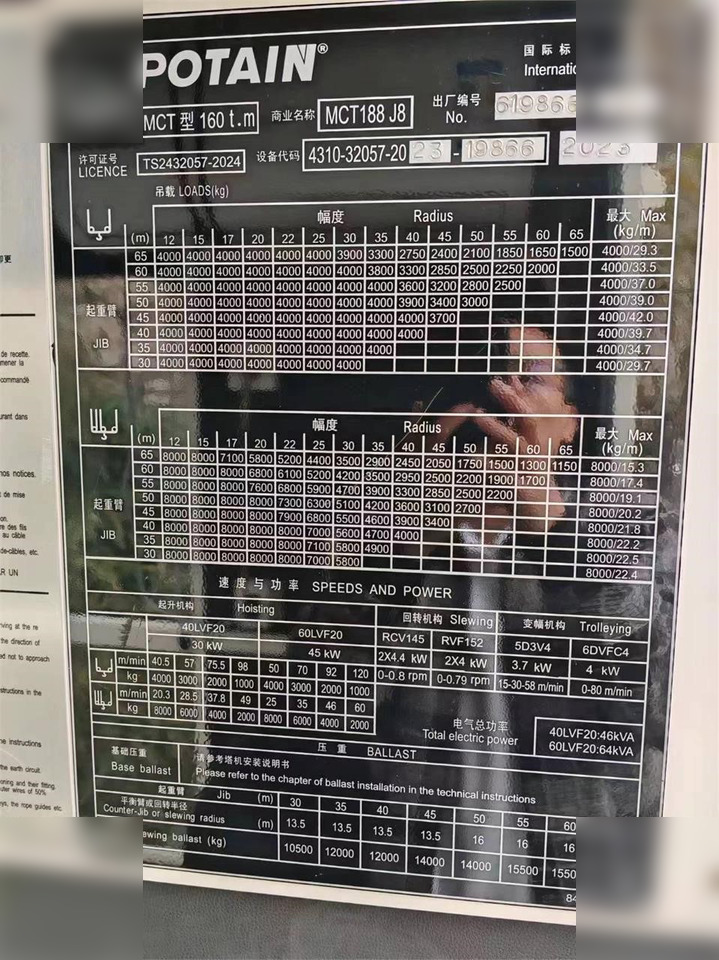 2023 POTAIN MCT188 - Torenkraan: afbeelding 5 2023 POTAIN MCT188 - Torenkraan: afbeelding 5