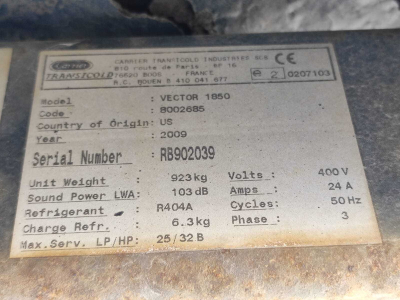 CARRIER VECTOR 1850 REFRIGERATION UNIT / KÜLMASEADE - Koelwagen laadbak: afbeelding 3 CARRIER VECTOR 1850 REFRIGERATION UNIT / KÜLMASEADE - Koelwagen laadbak: afbeelding 3