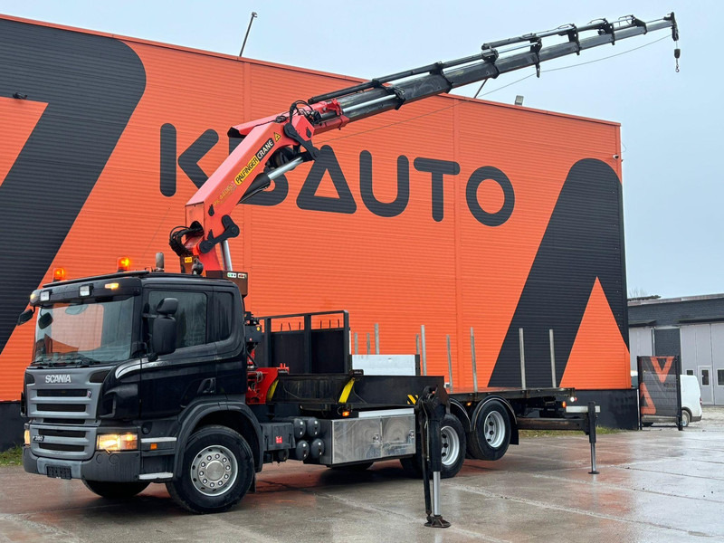 Scania P 380 6x2 PK 44002 + WINCH / PLATFORM L=6090 mm - Vrachtwagen met open laadbak, Kraanwagen: afbeelding 1 Scania P 380 6x2 PK 44002 + WINCH / PLATFORM L=6090 mm - Vrachtwagen met open laadbak, Kraanwagen: afbeelding 1