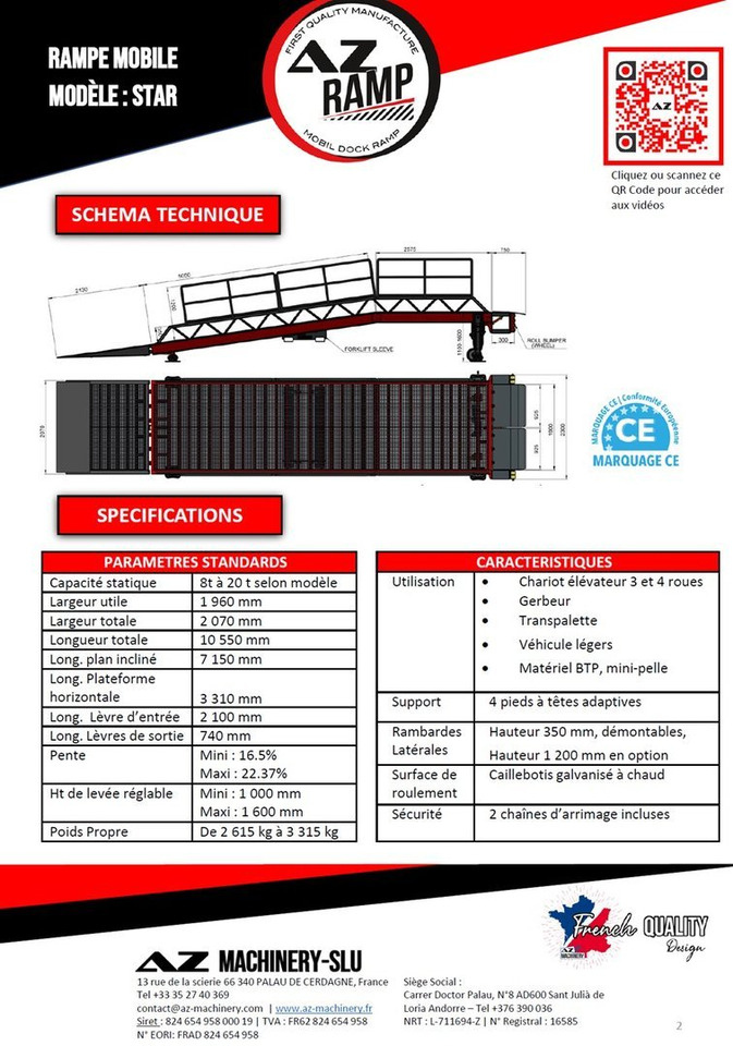 Loading Ramp with with hydraulic tilting bridge - AZ RAMP - STAR- 8T. 8 ton capacity - Laadbrug: afbeelding 2 Loading Ramp with with hydraulic tilting bridge - AZ RAMP - STAR- 8T. 8 ton capacity - Laadbrug: afbeelding 2