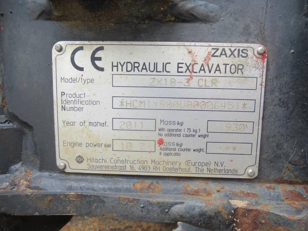 Hitachi ZX 18-3 CLR - Minigraafmachine: afbeelding 5 Hitachi ZX 18-3 CLR - Minigraafmachine: afbeelding 5