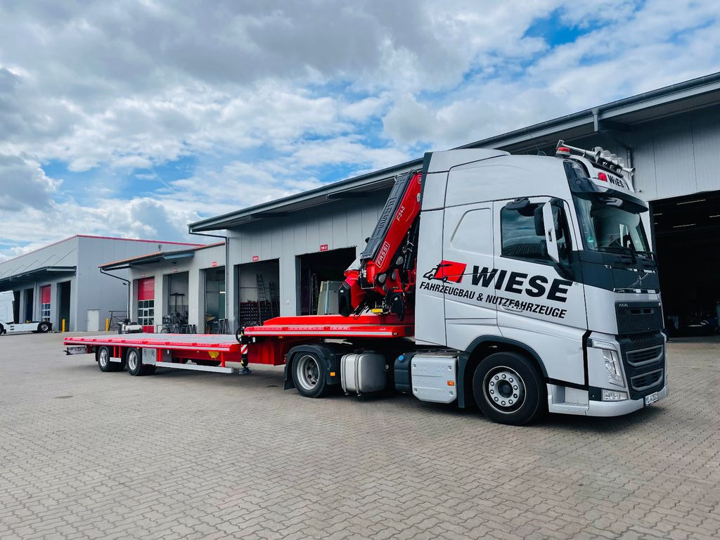 Wiese Stufensattel Tieflader mit Kran Fassi F545 - Dieplader oplegger: afbeelding 2 Wiese Stufensattel Tieflader mit Kran Fassi F545 - Dieplader oplegger: afbeelding 2