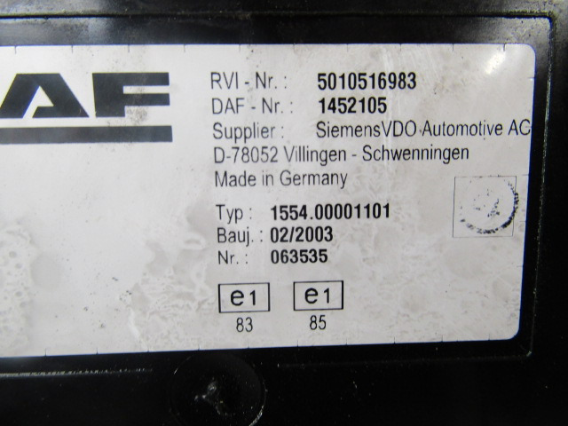 DAF LF55 CLOCK CLUSTER P/NO 1452105 - Cabine en interieur voor Vrachtwagen: afbeelding 2 DAF LF55 CLOCK CLUSTER P/NO 1452105 - Cabine en interieur voor Vrachtwagen: afbeelding 2