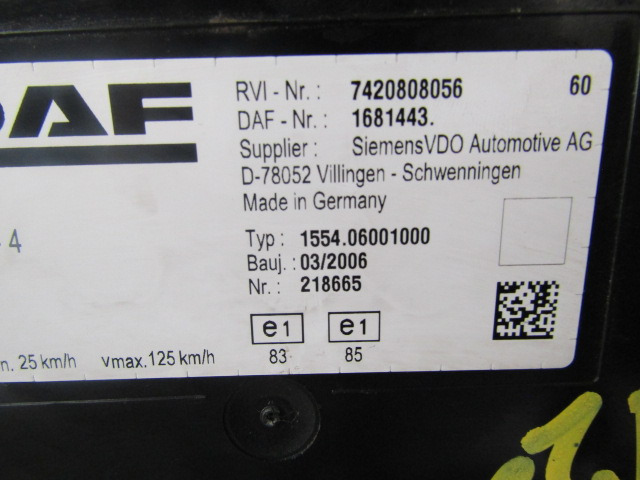 DAF LF55 CLOCK CLUSTER P/NO 1681443 - Cabine en interieur voor Vrachtwagen: afbeelding 2 DAF LF55 CLOCK CLUSTER P/NO 1681443 - Cabine en interieur voor Vrachtwagen: afbeelding 2