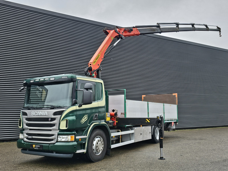 Scania P320 / 4x2 / PALFINGER PK14002 / CRANE/KRAN - Vrachtwagen met open laadbak, Kraanwagen: afbeelding 1 Scania P320 / 4x2 / PALFINGER PK14002 / CRANE/KRAN - Vrachtwagen met open laadbak, Kraanwagen: afbeelding 1